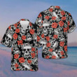 Skull With Crown And Red Rose Hawaiian Shirt Summer Short Sleeve Shirts Gifts For Dude