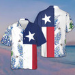 Bluebonnet Floral Texas Flag Hawaiian Shirt Proud Texas Patriotic Button Up Shirt Summer Gifts