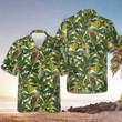 Parrots Tropical Leaves Hawaiian Shirt Tropical Print Parrot Button Up Aloha Shirt