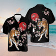 Japanese Tiger Sakura Hawaiian Shirt Vacation Button Down Shirts Gifts For Best Friends