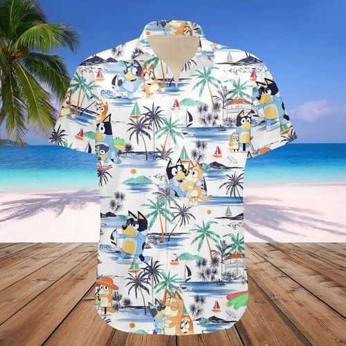 Bluey Hawaiian Shirt, Bluey Summer Family Hawaiian 3D All Over Print T Shirt
