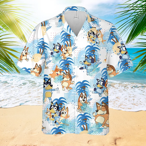 Bluey Hawaiian Shirt Bluey Family Hawaii Shirt for Summer Vacation S-5XL