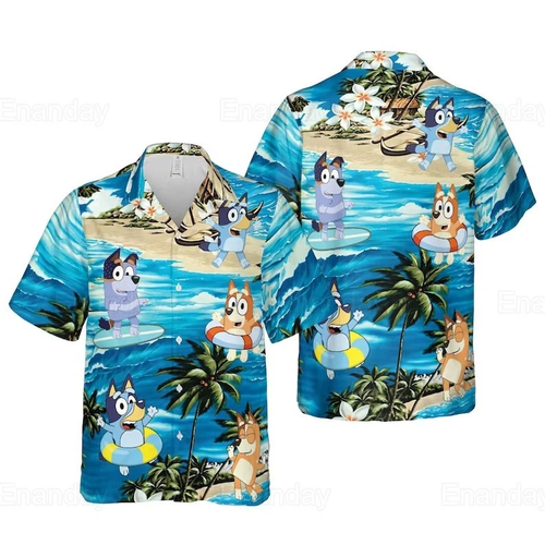 Bluey Shirt Bluey Hawaiian Shirt Bluey Summer Beach Vacation Matching Shirt