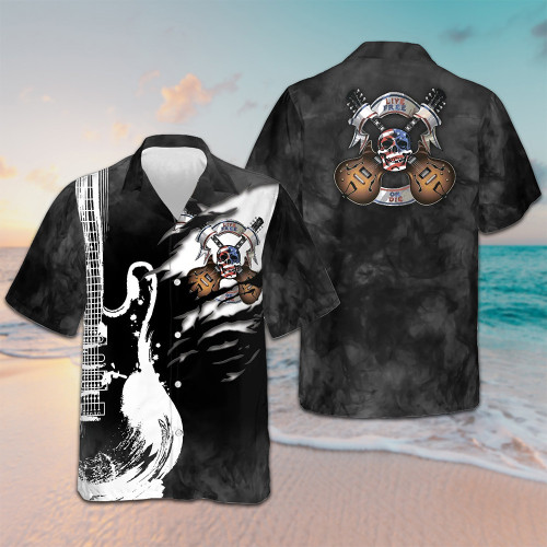Live Free Or Die Guitar Hawaiian Shirt Short Sleeve Button Up Men Gifts For Guitar Players
