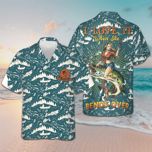 Custom I Love It When She Bends Over Hawaiian Shirt Fishing Lover Beach Button Up Shirts Mens