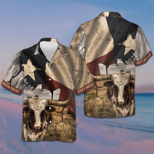 Don't Mess With Texas Longhorns Hawaiian Shirt State Of Texas Button Down Shirt For Texans