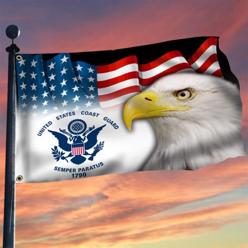 American Eagle Coast Guard Flag USCG Patriotic Flag Independence Day 2023 Decor Ideas