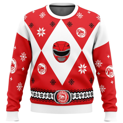 Ugly Christmas Sweater, Japanese Gifts, Power Rangers Costume, Red Rangers Sweater, Japanese Clothing, Christmas Gift Idea