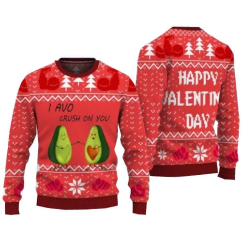Happy Valentine Day Ugly Sweater, I Avo Crush On You, Unisex Sweater, Valentine Couple Sweatshirt