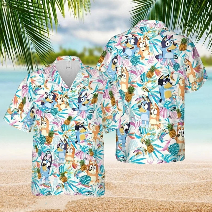 Bluey Birthday Family Hawaiian Shirt Bluey Mom Bluey Dad Hawaiian 3D All Over Print Shirt for Men and Women
