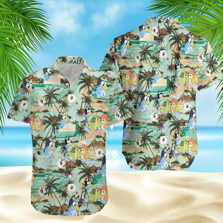 Bluey Hawaiian Summer Party Shirt, Bluey Family Hawaii T-Shirt Men And Women All Over Print Shirt