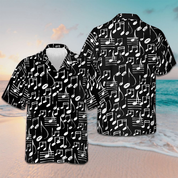 Music Note Hawaiian Shirt Black Button Up Shirt Gifts For Music Lovers