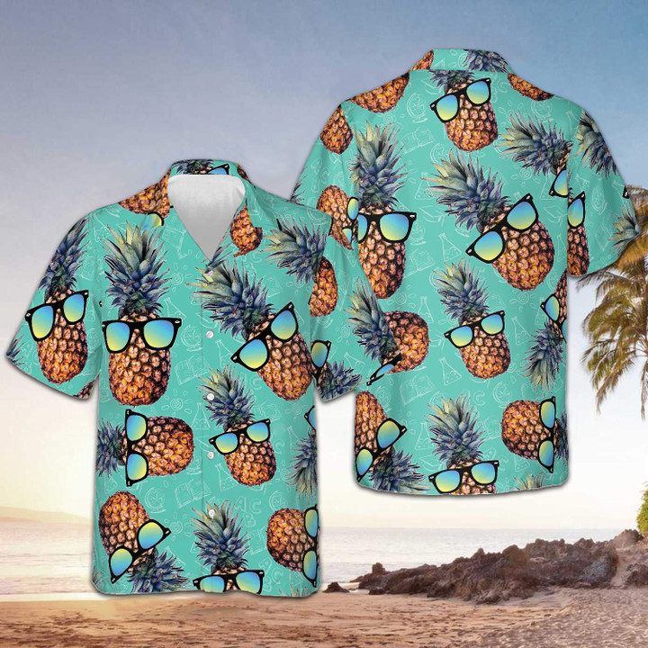 Pineapple Wearing Sunglass Hawaiian Shirt Summer Pineapple Aloha Shirt Gifts