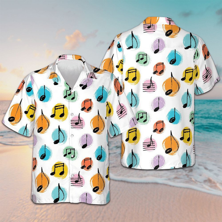 Music Note Seamless Pattern Hawaiian Shirt Mens Beach Shirts Button Up Music Lovers Gifts