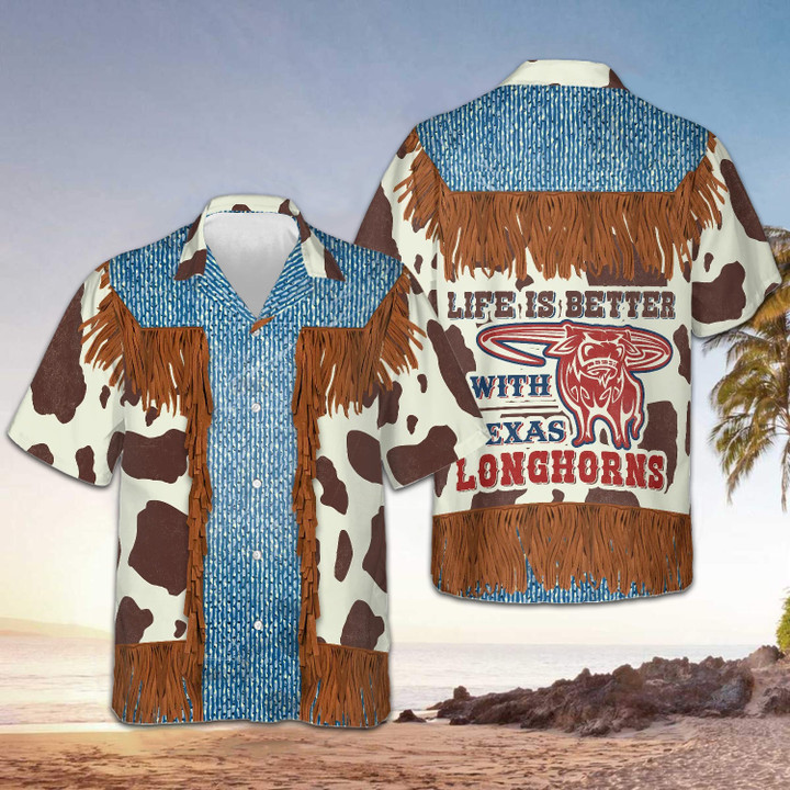 Cowboy Dairy Life Is Better With Texas Longhorns Hawaiian Shirt Western Texas Apparel
