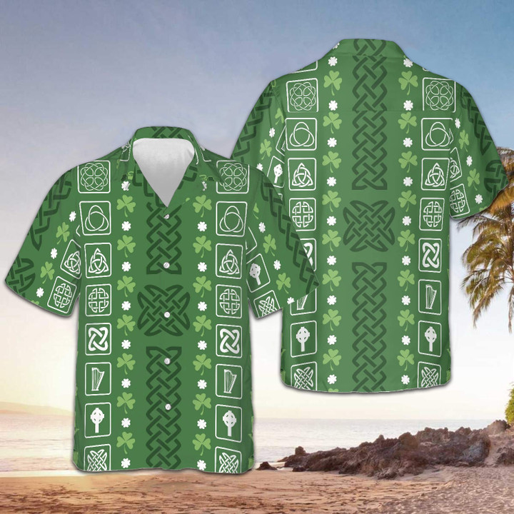 Happy St Patrick's Day Hawaiian Shirt Green Celtic Irish St Patty's Day Hawaiian shirt