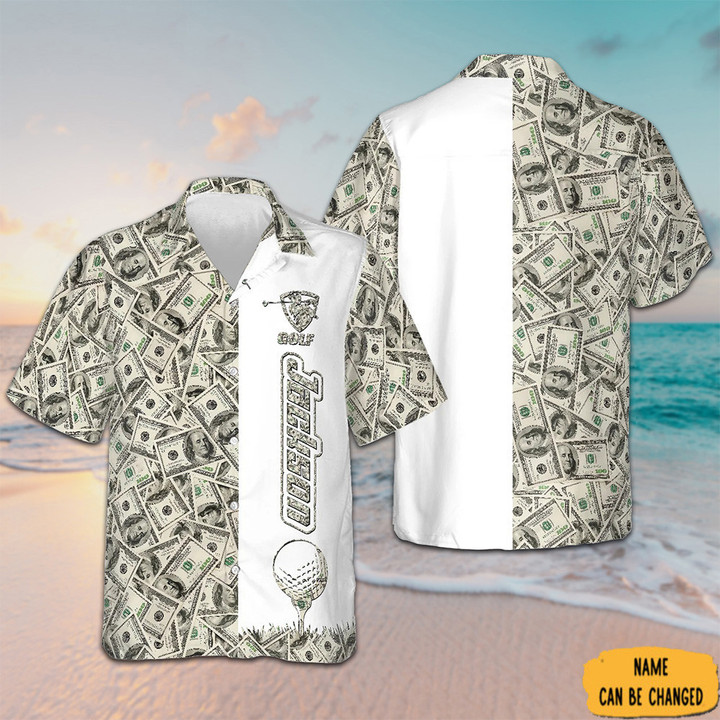 Personalized Dollar Golf Hawaiian Shirt Unique Button Ups Gifts For Golfers