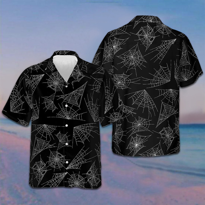 Spider Web Goth Hawaiian Shirt Men's Button Down Vacation Shirts Gift For Friends