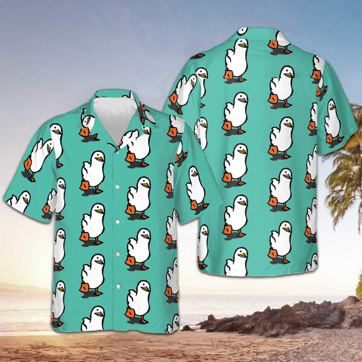 Ducks In Tiffany Blue Hawaiian Shirt Cute Duck Aloha Shirt Best Summer Gifts