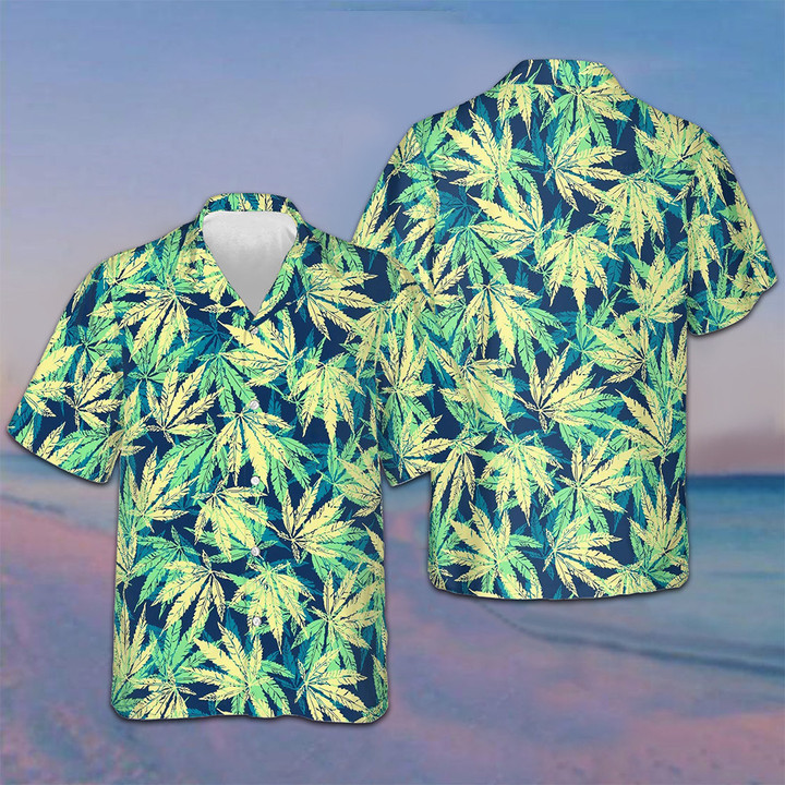 Tropical Marijuana Leaves Hawaiian Shirt Mens Short Sleeve Summer Shirts Gifts For Brother