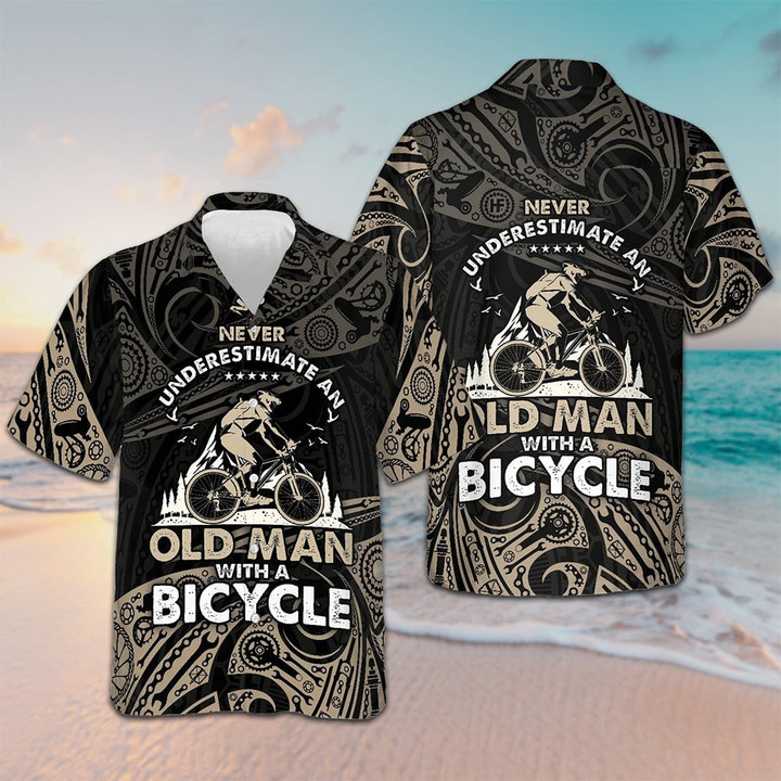 Never Underestimate An Old Men With A Bicycle Hawaiian Shirt Gifts For Dad Bicycle Lovers