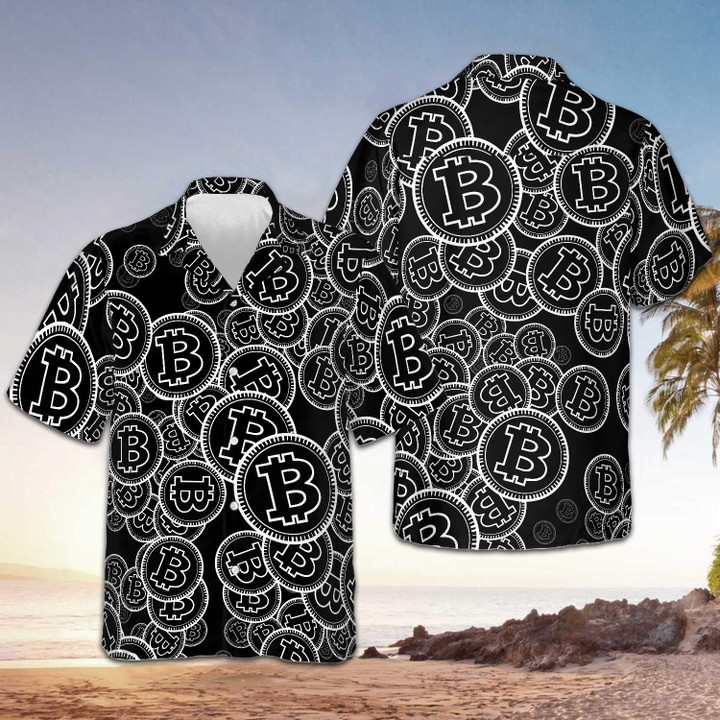 Digital Bitcoin Crypto Hawaiian Shirt Cryptocurrency Apparel Themed Gifts