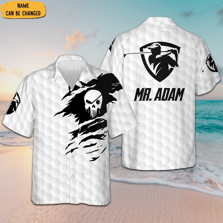 Custom Skull Golf Hawaiian Shirt Beach Short Sleeve Button Up Shirt Gifts For Golf Lovers