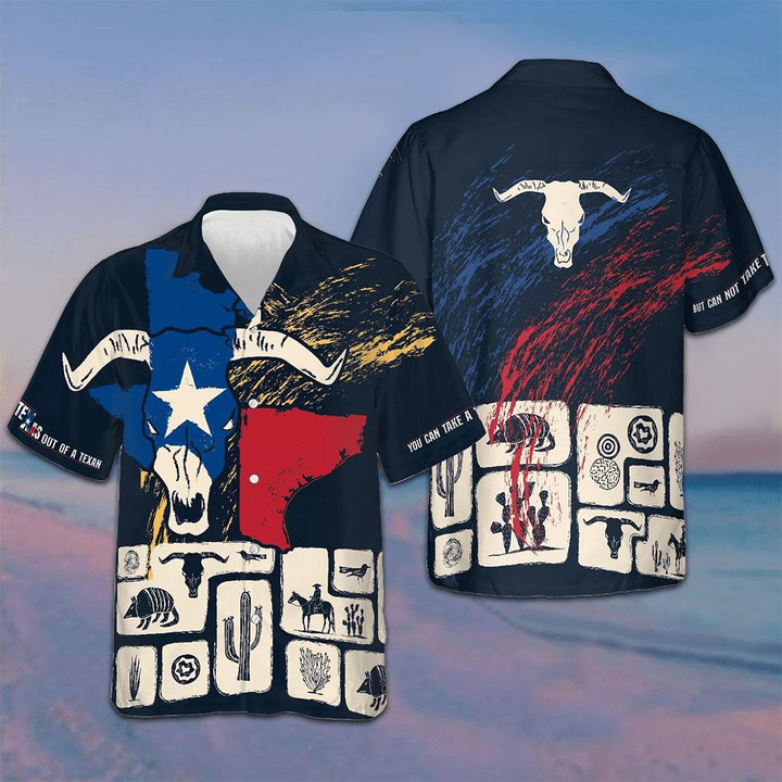 You Can Take The Texan Out Of Texas Hawaiian Shirt Longhorn Skull Proud Texas Shirt For Texans