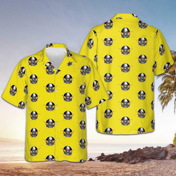 Skull Union Electrician Tropical Hawaiian Shirt Best Electrician Gifts For Him