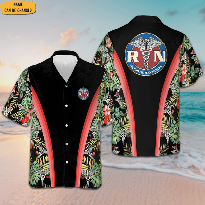 Customized Nurse Tropical Hawaiian Shirt Button Down Beach Shirts Gifts For Nurse