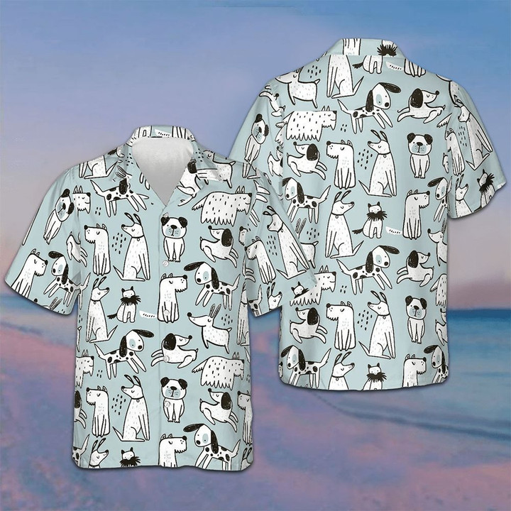 Cute Dogs Hawaiian Shirt Men's Short Sleeve Button Down Beach Shirts Gift For Boyfriend