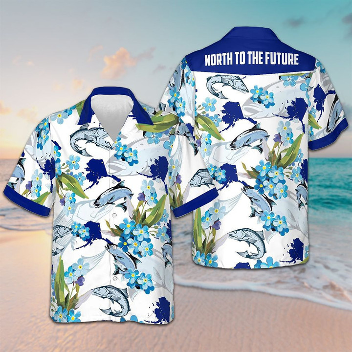 North To The Future Alaska Hawaiian Shirt Summer Button Up Shirts Mens Gift Ideas