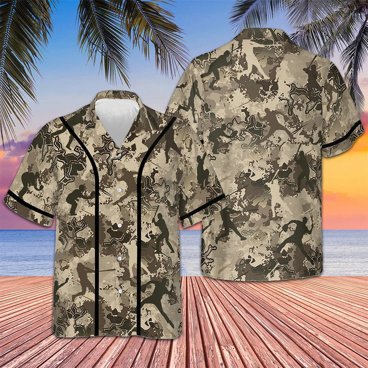 Baseball Camo Hawaiian Shirt Baseball Lover Beach Shirt Button Down Gifts For Husband