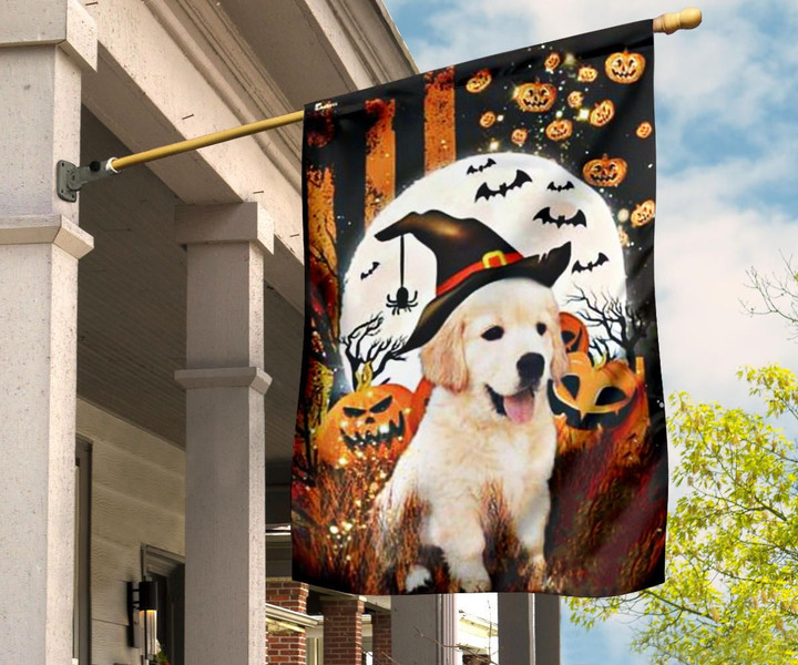 Cute Golden Retriever Pumpkin Custom Flag For Halloween Holiday Home Outdoor Decoration Gift