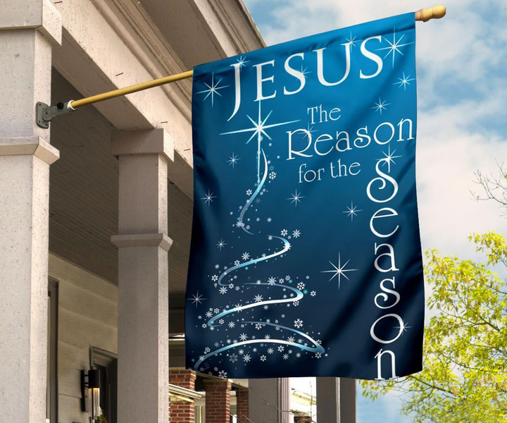 Jesus Is The Reason For The Season Flag Blue Snow Winter Floral Art Designs Winter Gifts