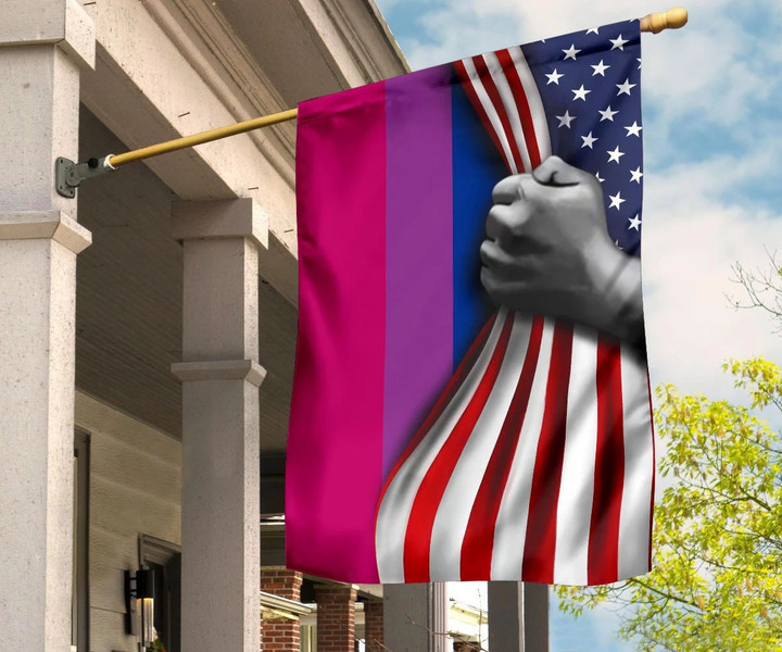 Bisexual Flag Inside US Flag Hand Open American Flag Pride Flag Gifts For LGBTQ Community