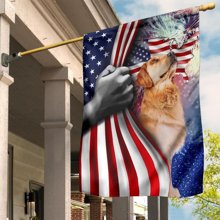 Golden Retriever Inside American Flag Dog Patriotic 4Th Of July Decorations For Front Porch