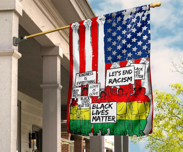 Black Lives Matter Let's End Racism Flag Juneteenth Flag American African June 19th Yard Decorations