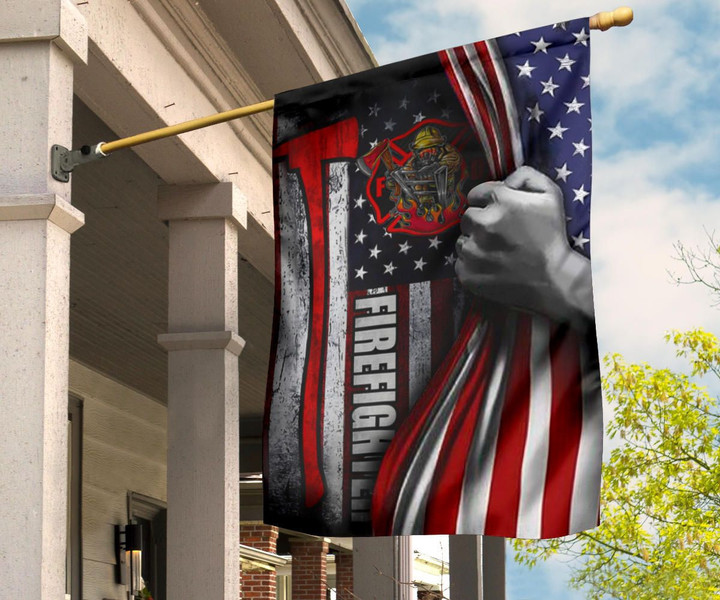 Firefighter Emblem American Flag Patriotic Flag Yard Decorations Firefighter Gifts For Dad