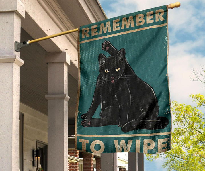 Black Cat Remember To Wipe Flag Funny Gift For Cat Lovers Bathroom Wall Decor Flag