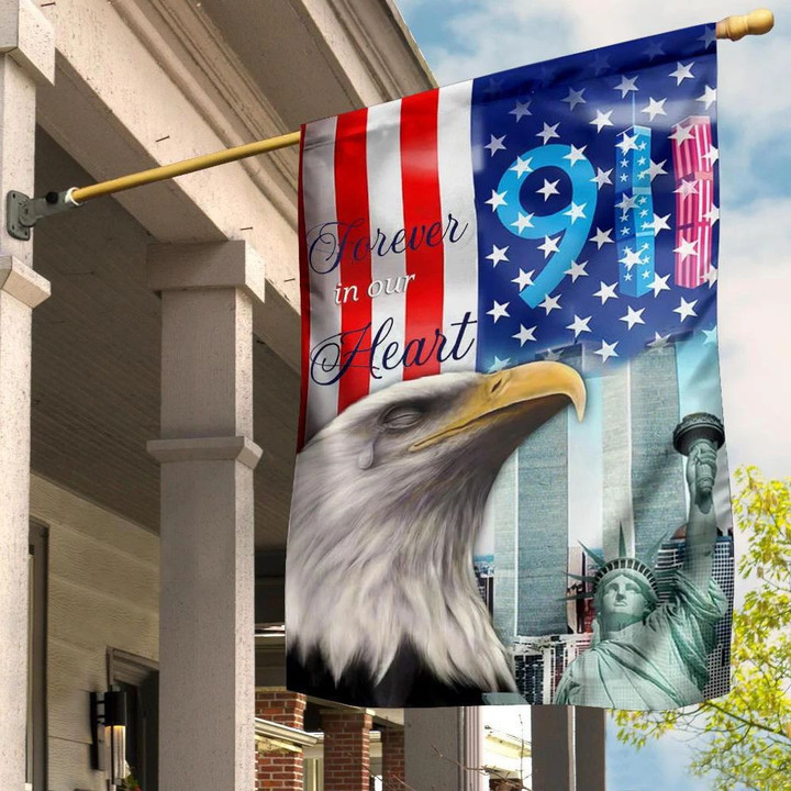 9 11 Forever In Our Heart Eagle Flag Twin Towers USA Flag September 11 Attack Memorial Decor