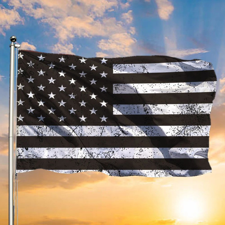 Black And White American Flag Honor Military Army Law Enforcement Pride Flag Patio Furniture