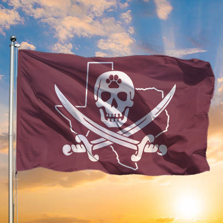 Texas State Bulldog Pirate Flag Skull And Crossbones Flag Indoor Outdoor