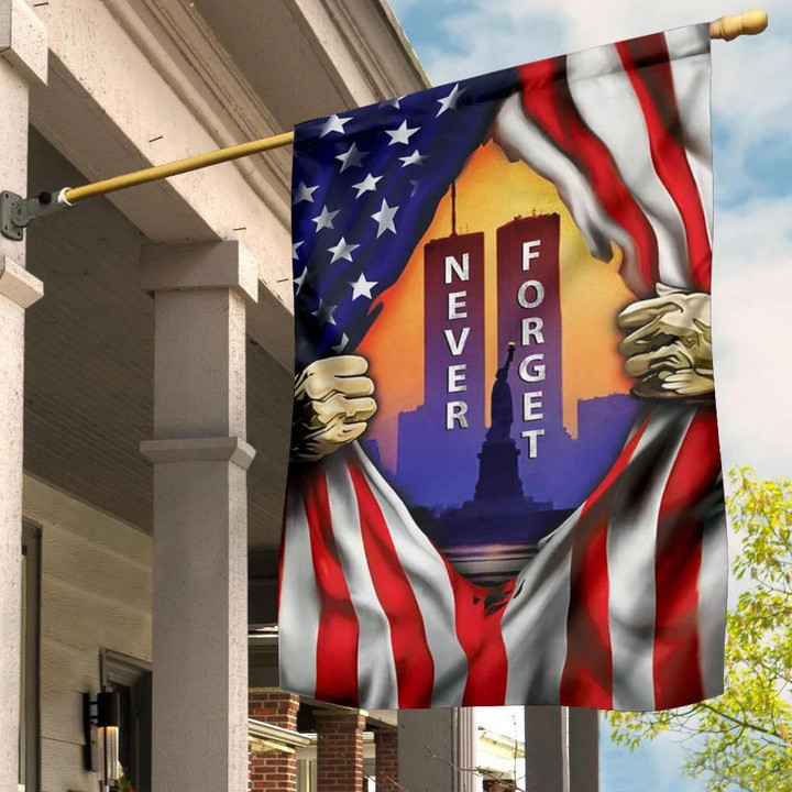Never Forget Twin Towers Attack Flag Inside American Flag September 11 Memorial Flag Home Decor