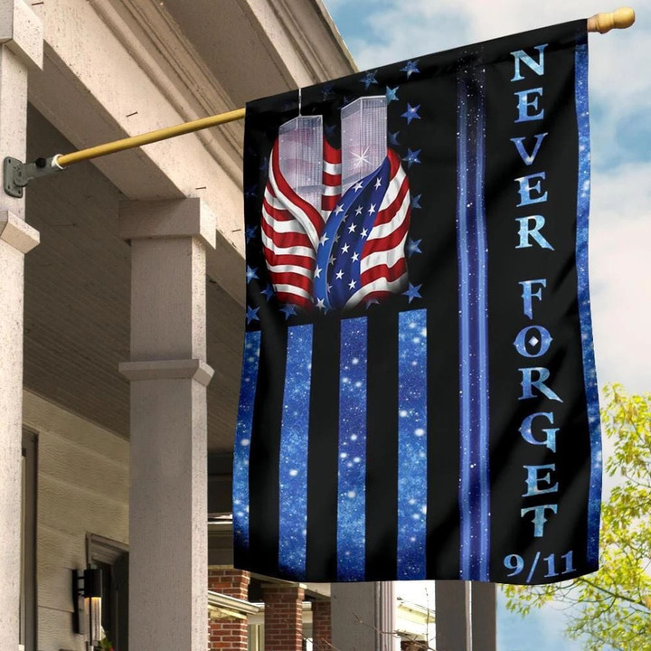 Never Forget 9.11 Flag Twin Towers American Flag Patriotic In Memorial September 11 Decoration