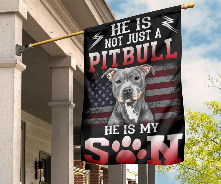 Pitbull He Is Not Just A Pitbull He Is My Son Old Retro U.S Flag For Wall Hanging Home Decor