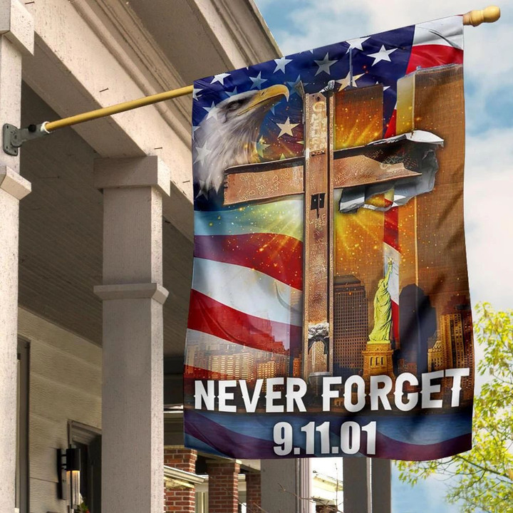 Cross Never Forget 9.11.01 Flag Eagle American Flag September 11 Attack Memorial Decor
