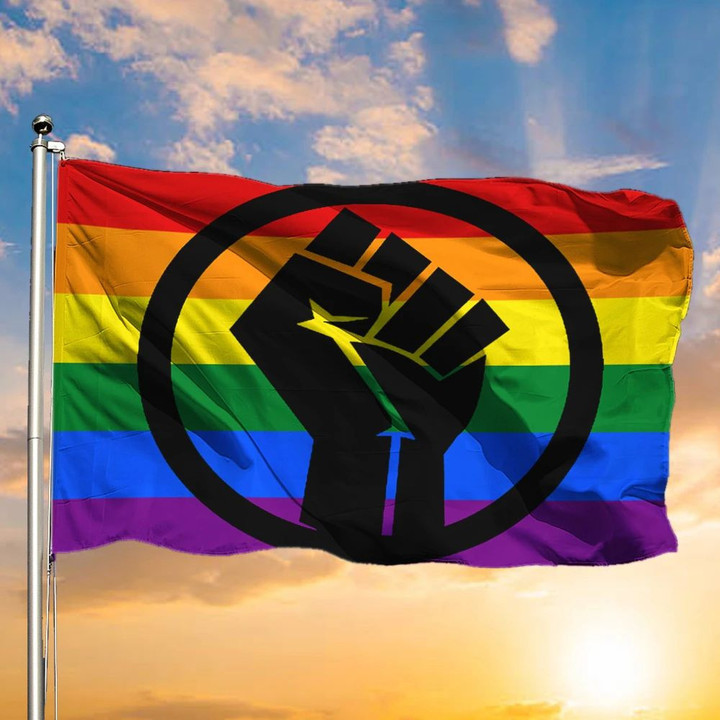 Gay LGBT Pride Flag Power Fist Rainbow Gay Pride Flag Indoor Outdoor Decorative