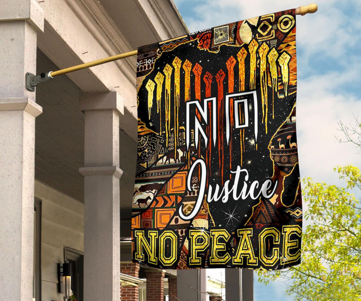 No Justice No Peace Hands Up Flag Fight For Liberty BLM Anti Racism Outdoor Decor Proud Africa