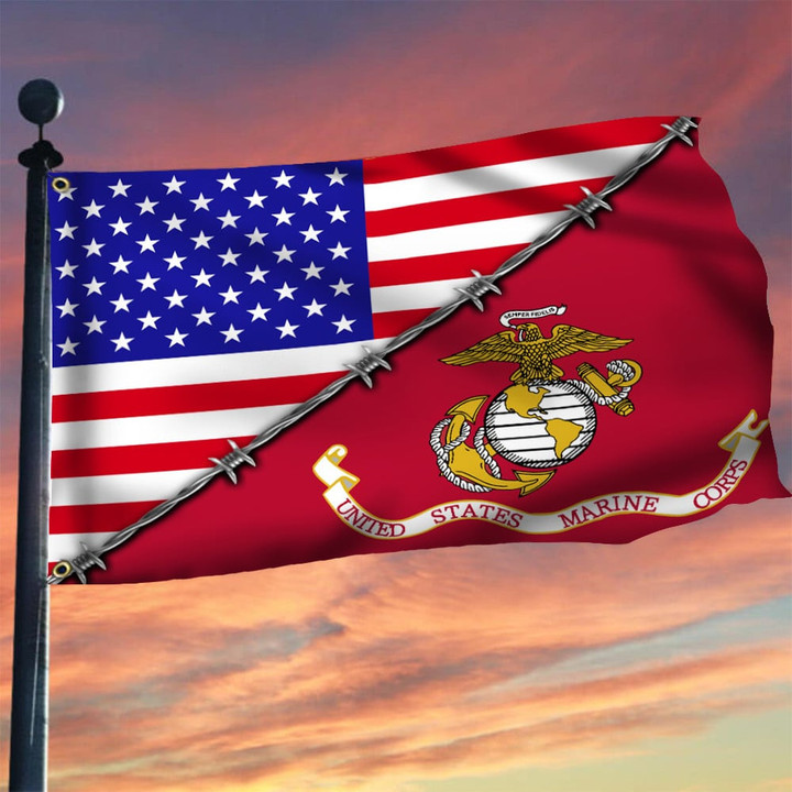 United States Marine Corps American Flag 4th Of July 2023 Military Yard Decorations